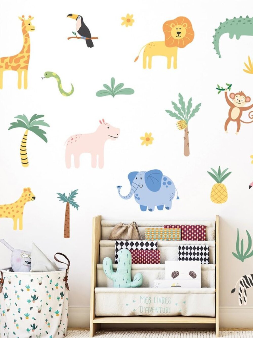 Animals Wall Decals, Cute Safari Wall Stickers for Baby Kids, Jungle Theme Decor